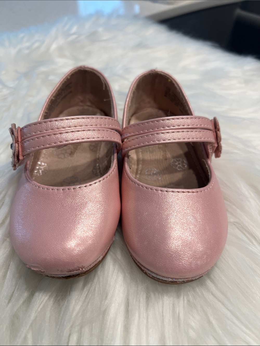5/$35 Used Classic Girls Shimmer Pink Mary Jane Dress Shoes size 7M